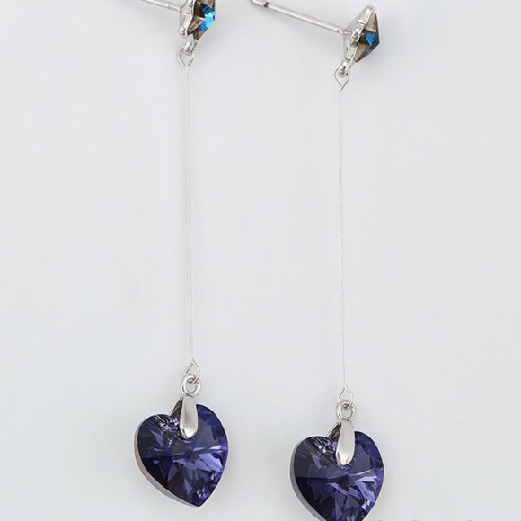 Star Heart Swarovski Drop Earrings - Picture 2 of 8